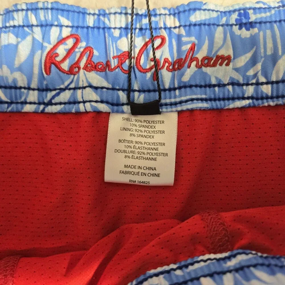 Robert Graham Mens Small Bulldog Lined Blue Swim Board Shorts Swim Trunks S‎